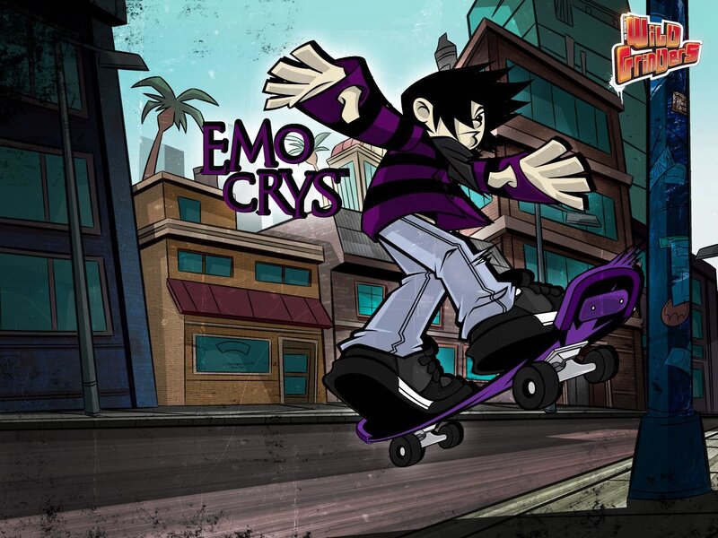Emo Crys on a skateboard