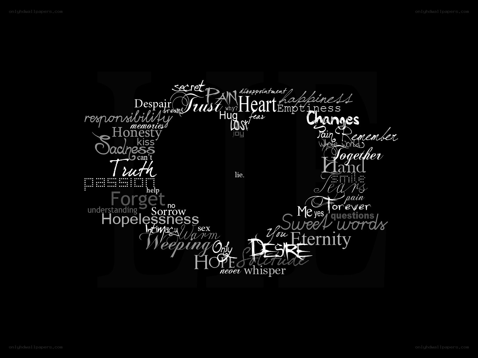 emotional words in a heart shape