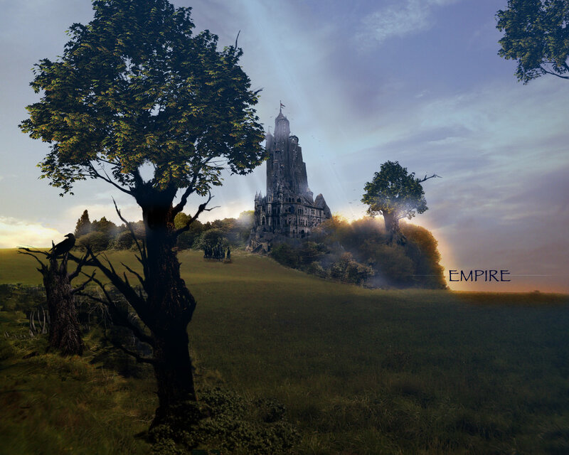 Empire castle in a green field