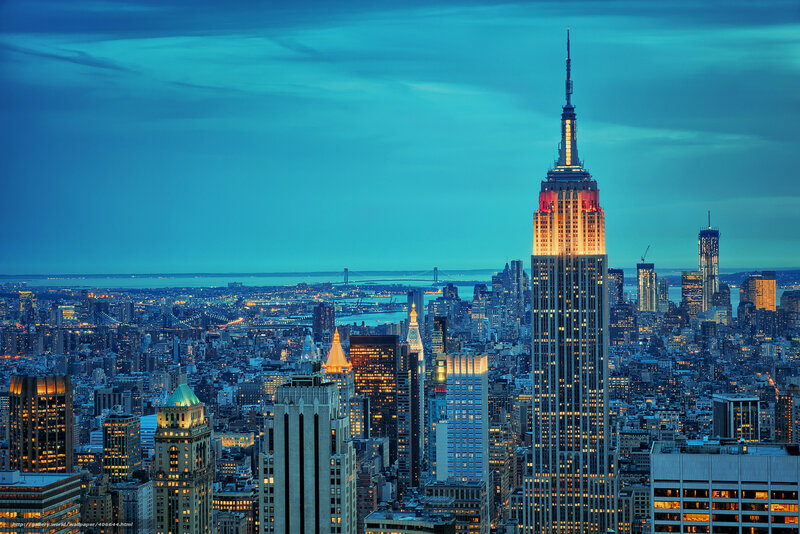Empire State Building at Dusk — Blue, Dramatic, Night, Photograph, Cityscape