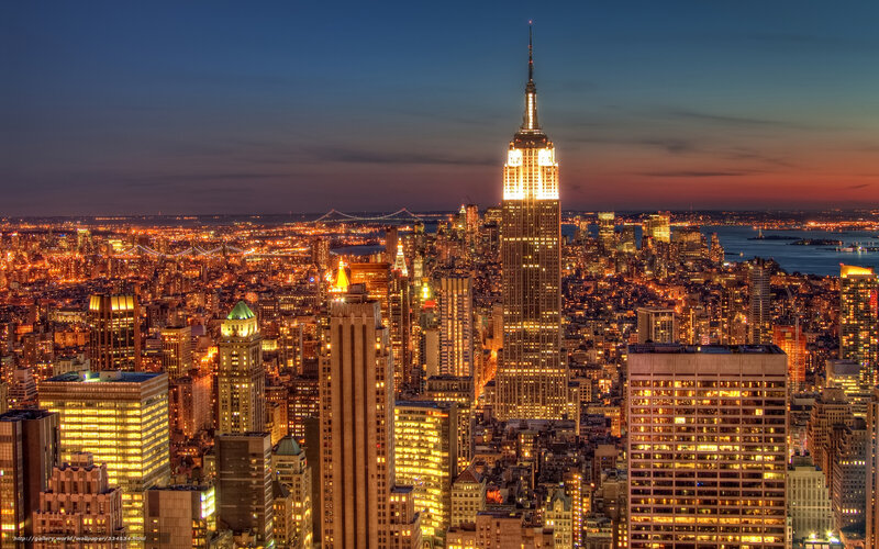 Empire State Building at Dusk — Blue, Dramatic, Night, Photograph
