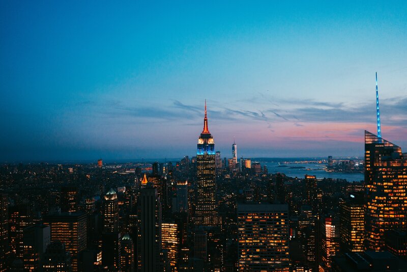 Empire State Building at Dusk — Blue, Dramatic, Sunset, Photograph