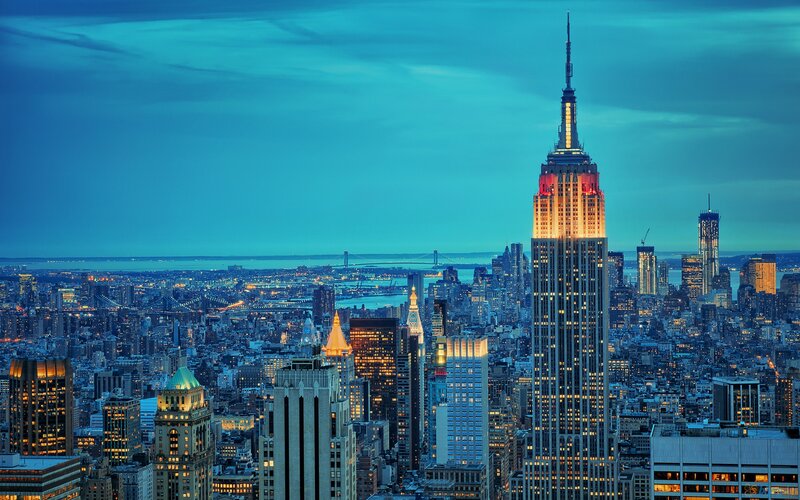 Empire State Building at Dusk — Blue, Dramatic