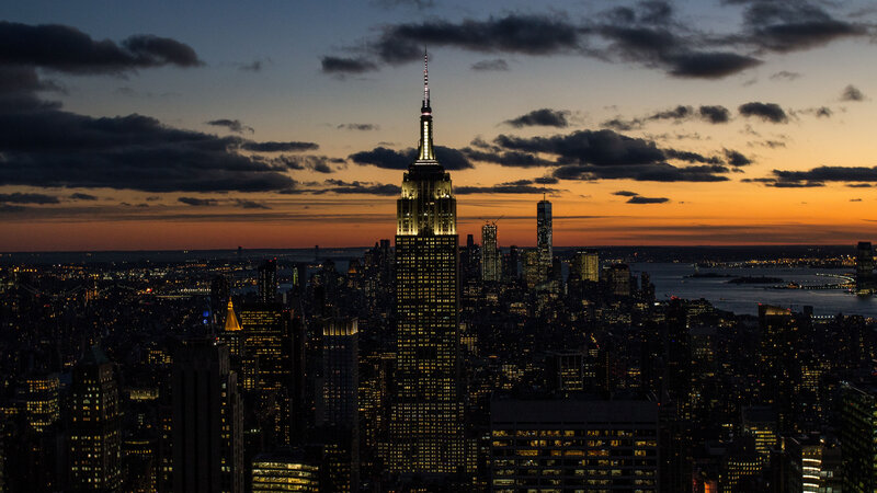 Empire State Building at Dusk — Orange, Dramatic, Sunset