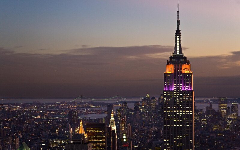 Empire State Building at Dusk — Purple, Dramatic