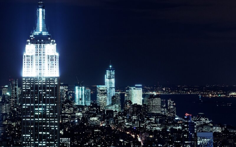 Empire State Building at Night — Black, Dramatic, Photograph, Skyscrapers