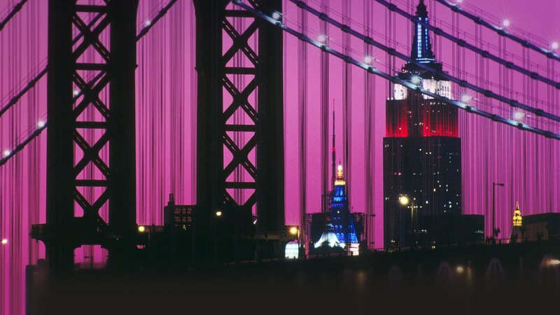 Empire State Building at Night — Purple, Dramatic, Photograph, Bridge