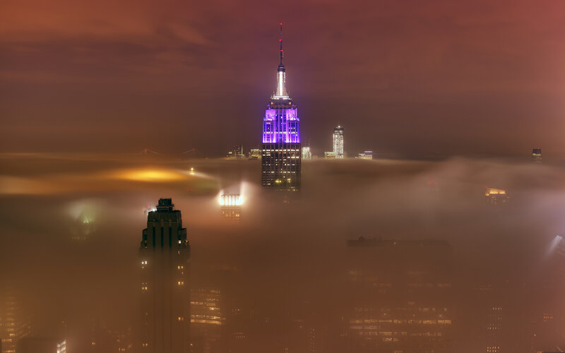 Empire State Building at Night — Purple