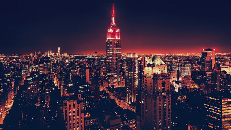 Empire State Building at Night — Red