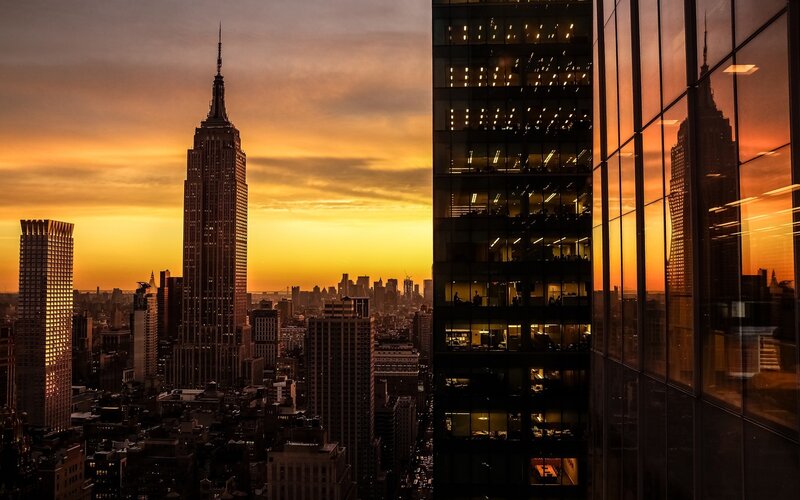 Empire State Building at Sunset — Orange, Dramatic