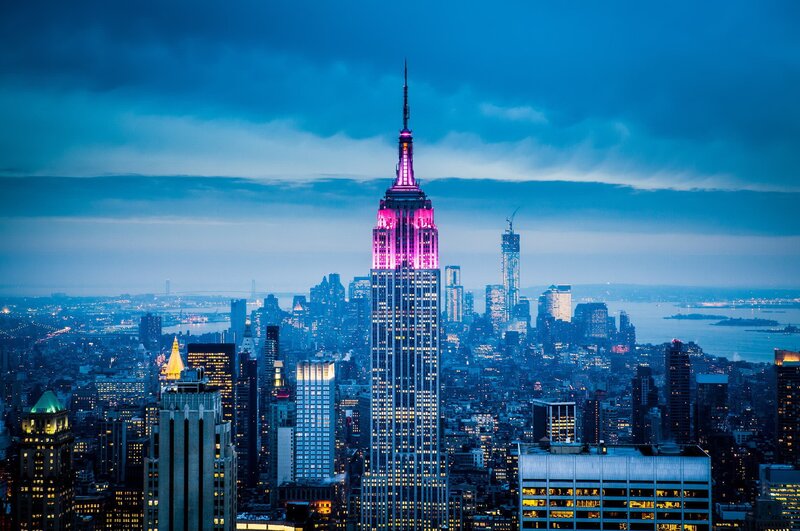 Empire State Building — Blue, Dramatic, Night, Photograph