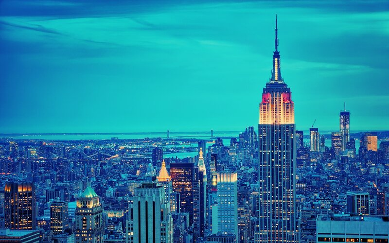 Empire State Building — Blue, Dramatic, Night