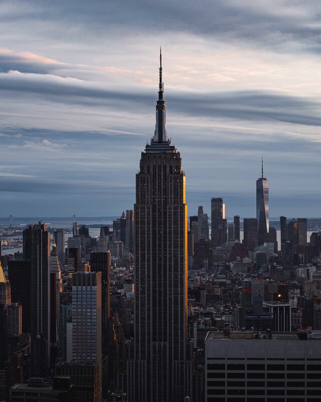 Empire State Building — Gray, Dramatic, Sunset, Photograph, New York City Skyline