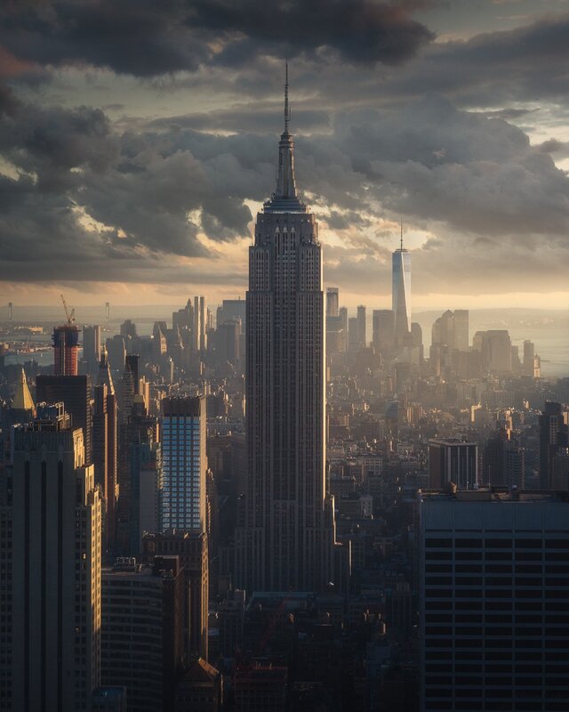 Empire State Building — Gray, Dramatic, Sunset, Photograph, Skyscraper