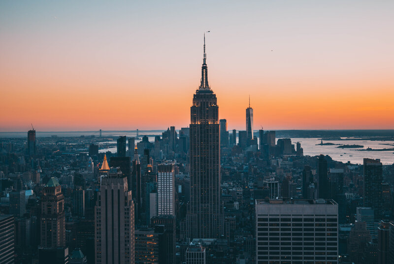 Empire State Building — Orange, Serene, Sunset, Photograph, City Skyline