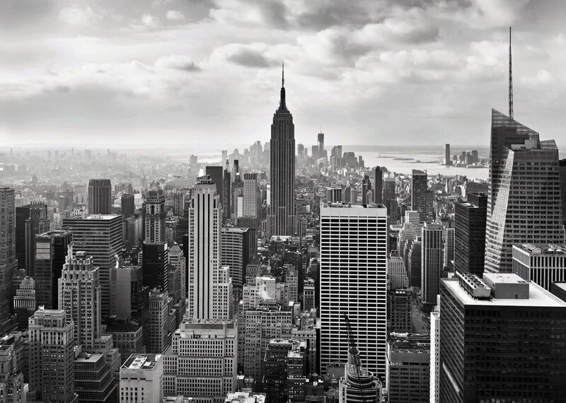 Empire State Building Skyline — Black, Dramatic, Afternoon, Photograph, Skyscrapers, Cityscape