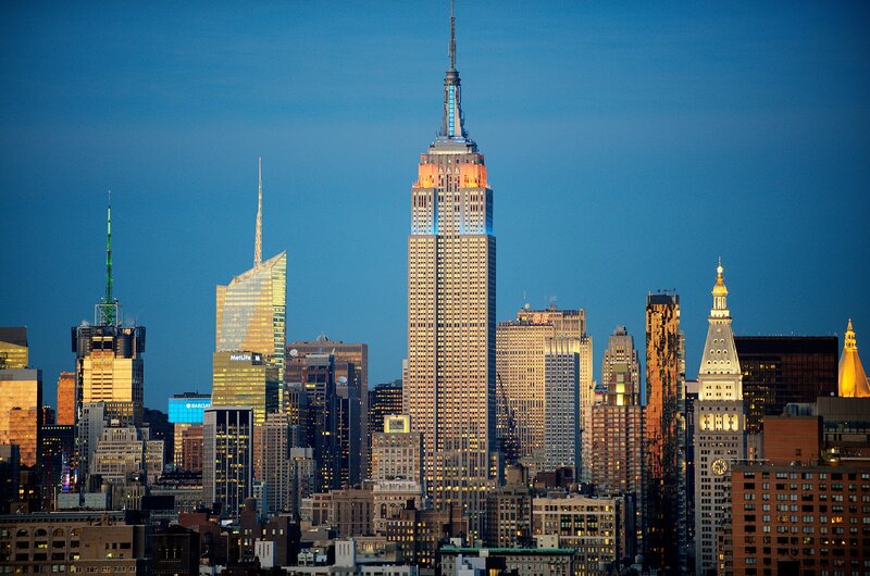 Empire State Building Skyline — Blue, Dramatic, Night, Photograph