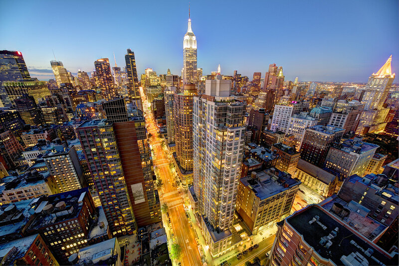 Empire State Building Skyline — Blue, Dramatic, Night