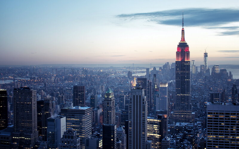 Empire State Building Skyline — Blue, Serene