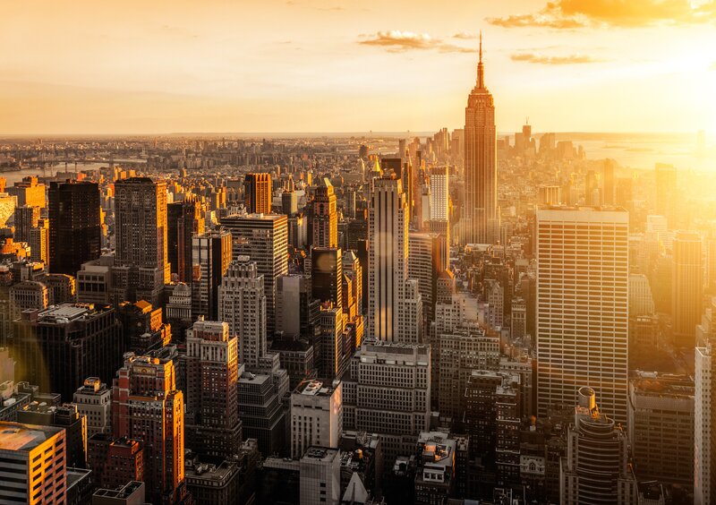 Empire State Building Skyline — Orange, Dramatic, Sunrise