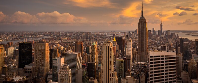 Empire State Building Skyline — Orange, Dramatic, Sunset, Photograph, Cityscape