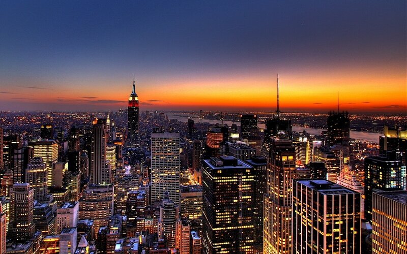 Empire State Building Skyline — Orange, Dramatic, Sunset, Photograph, Skyscrapers