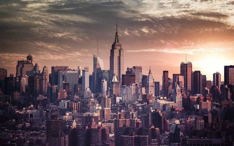Empire State Building Skyline — Orange, Dramatic, Sunset