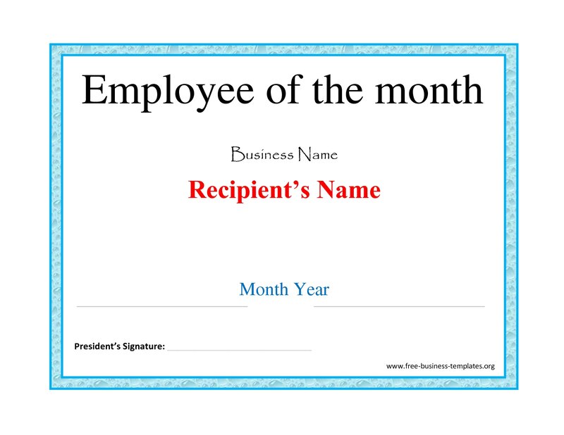Employee of the Month Certificate