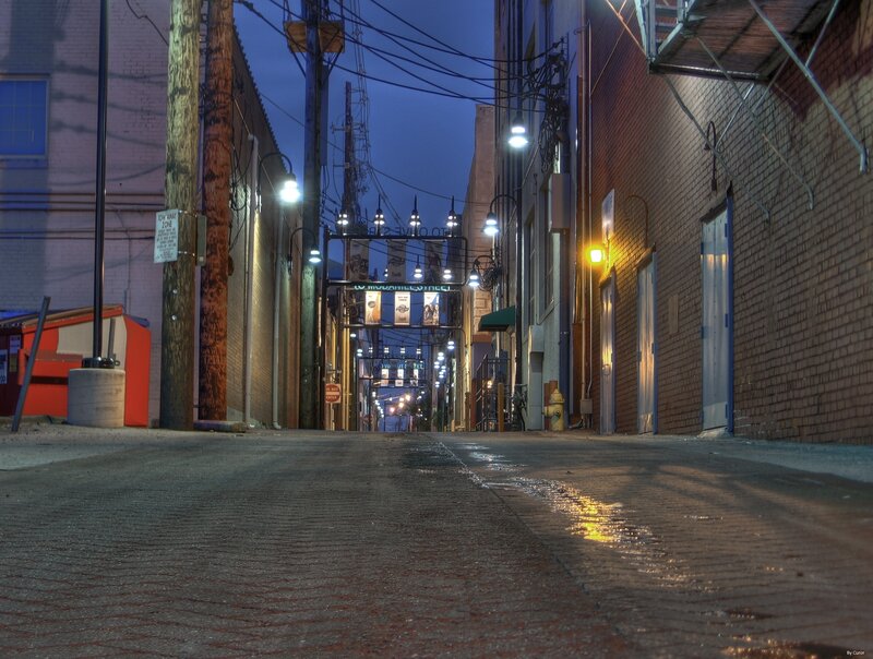 Empty alley at dusk