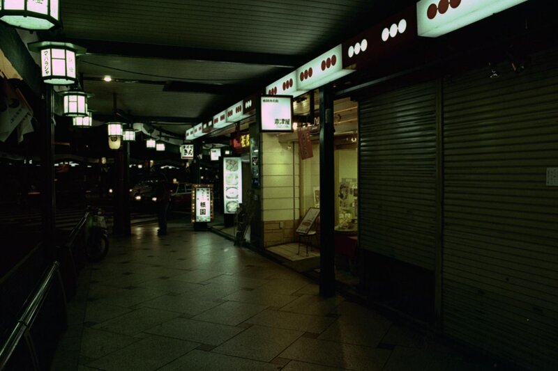 Empty alley at night in Japan
