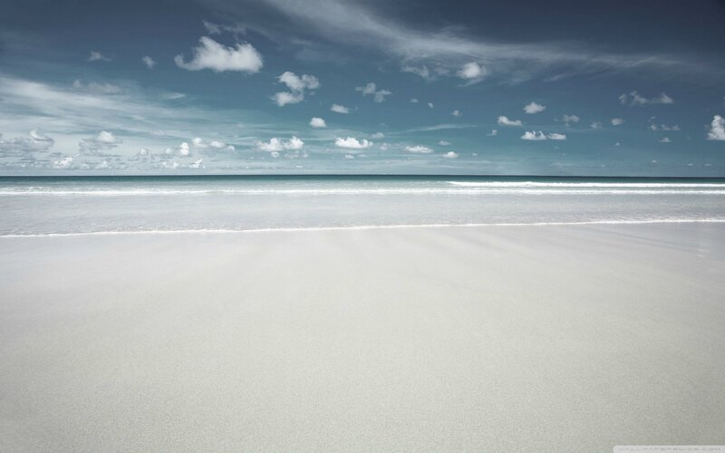 Empty Beach with Ocean — White, Serene, Afternoon