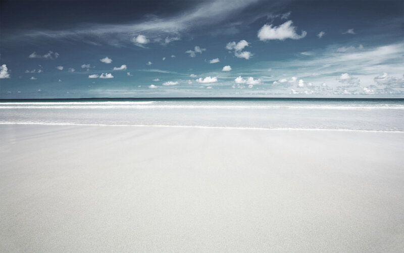 Empty Beach with Ocean — White