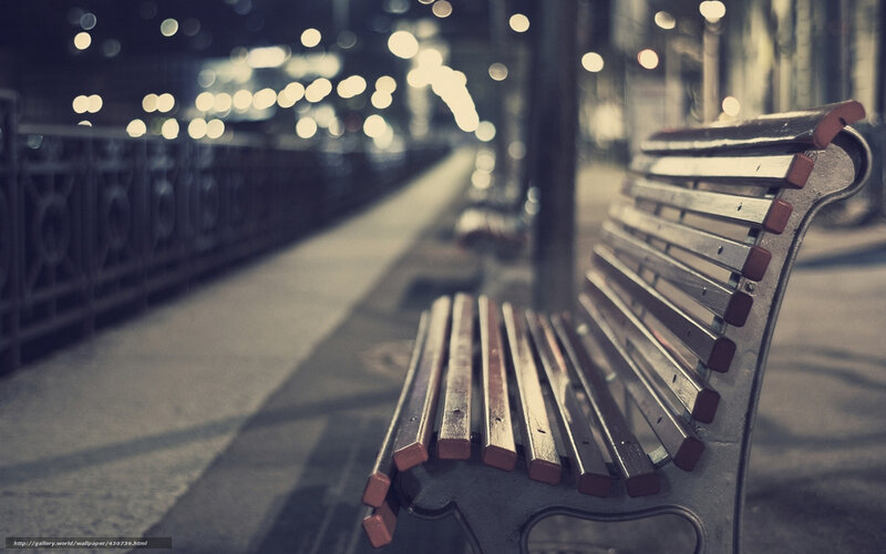 Empty Bench at Night — Gray, Quiet