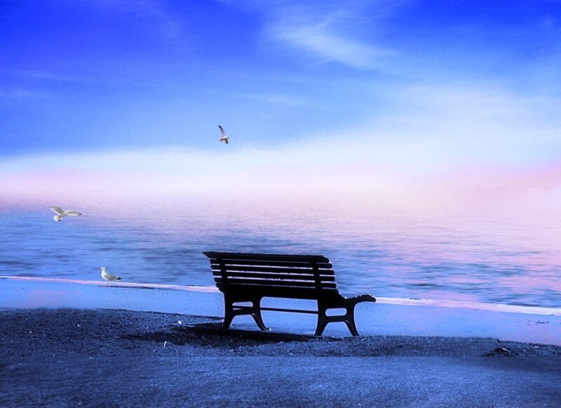 Empty Bench by Sea