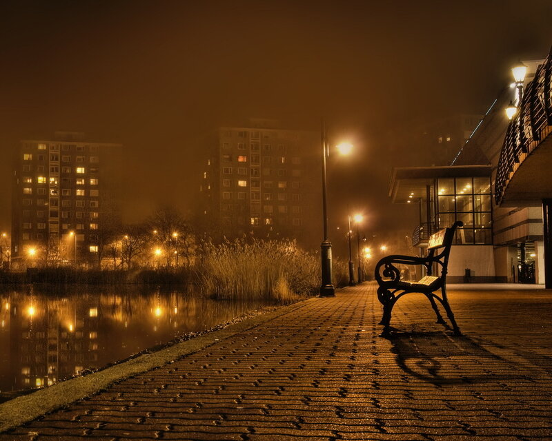 Empty Bench by Water
