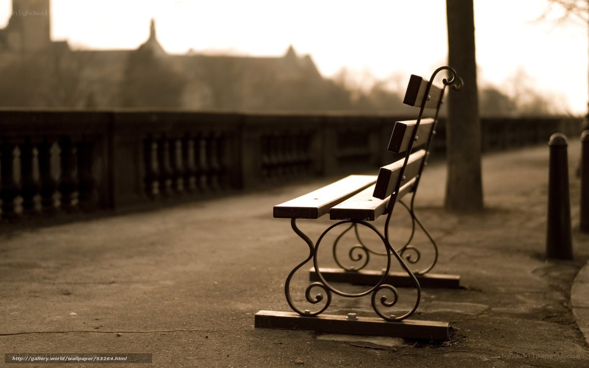 Empty bench in city park