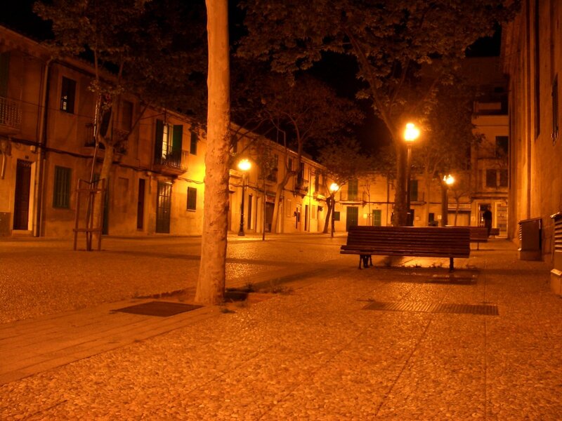 Empty Bench in Plaza