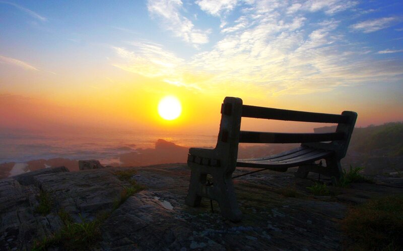 Empty Bench on Cliff