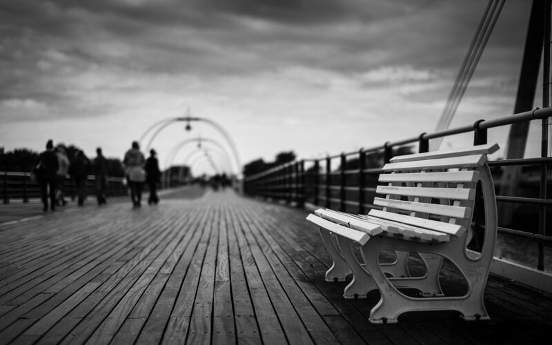 Empty Bench on Pier — Black