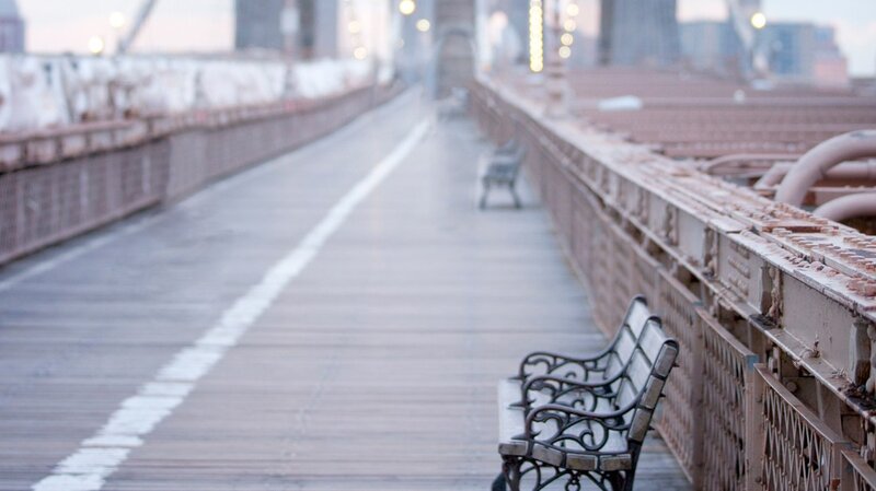 Empty bridge walkway at dusk