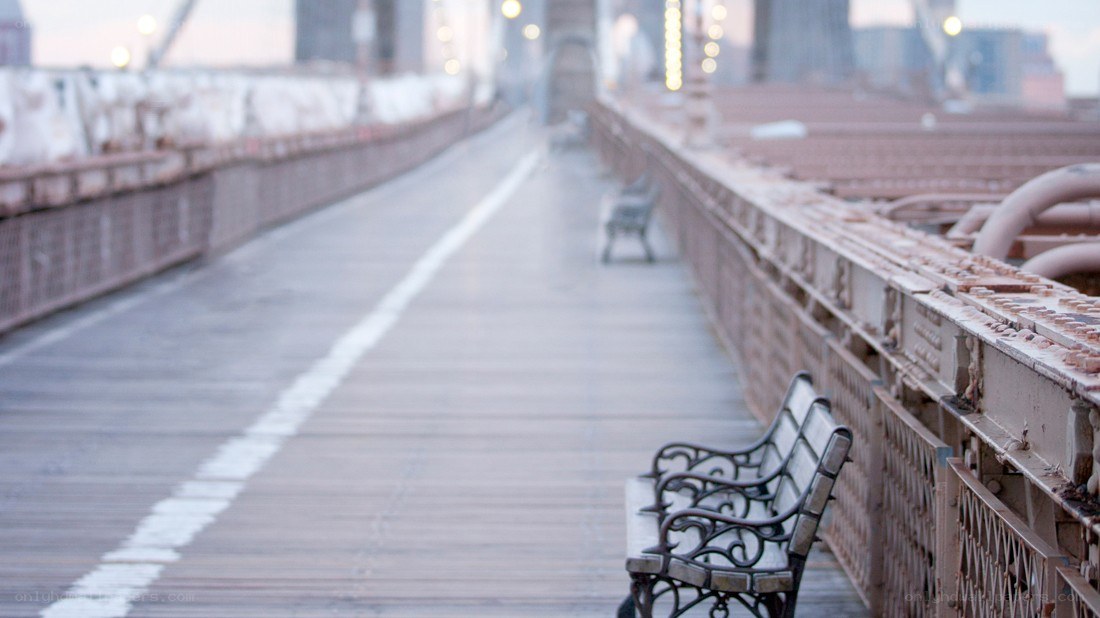 Empty bridge walkway at dusk