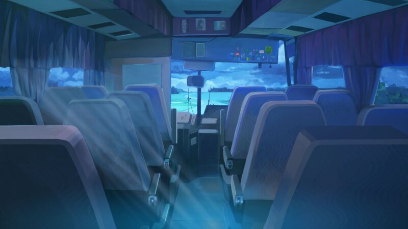 Empty Bus Interior — Blue, Serene