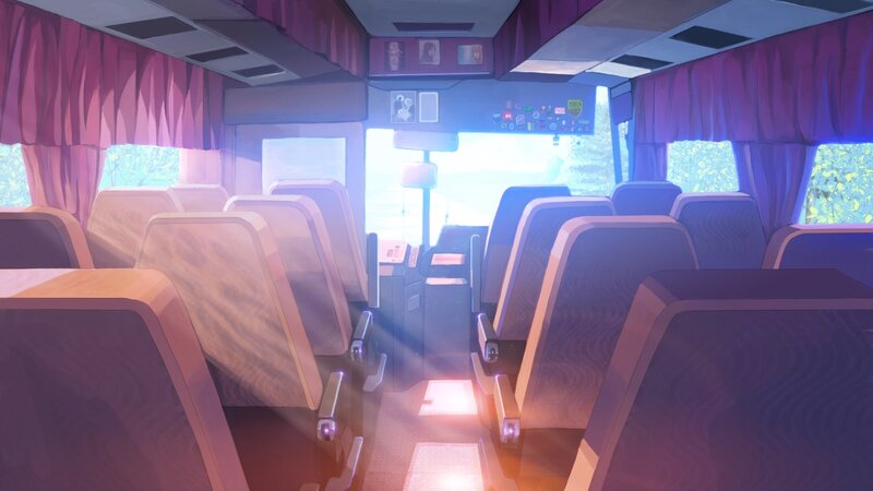 Empty Bus Interior — Purple