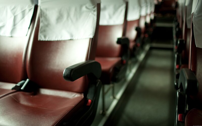 Empty bus seats in a row