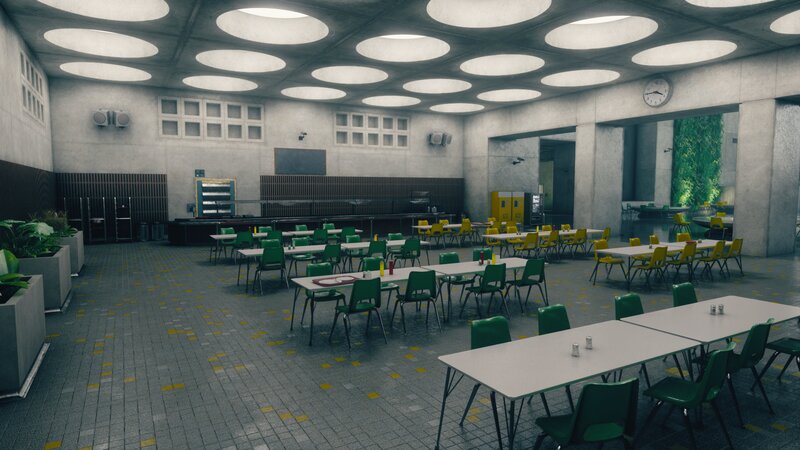 Empty Cafeteria Room — Gray