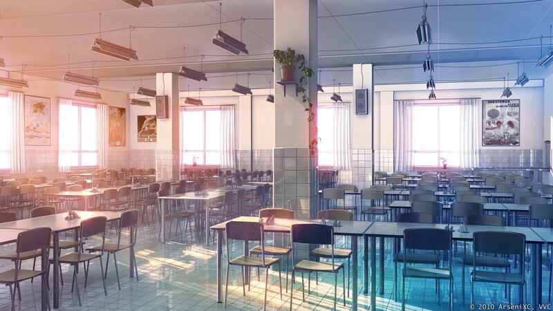 Empty Cafeteria Room — White