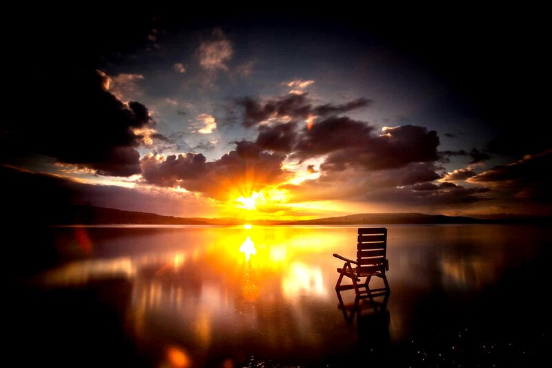 Empty Chair at Sunset — Yellow