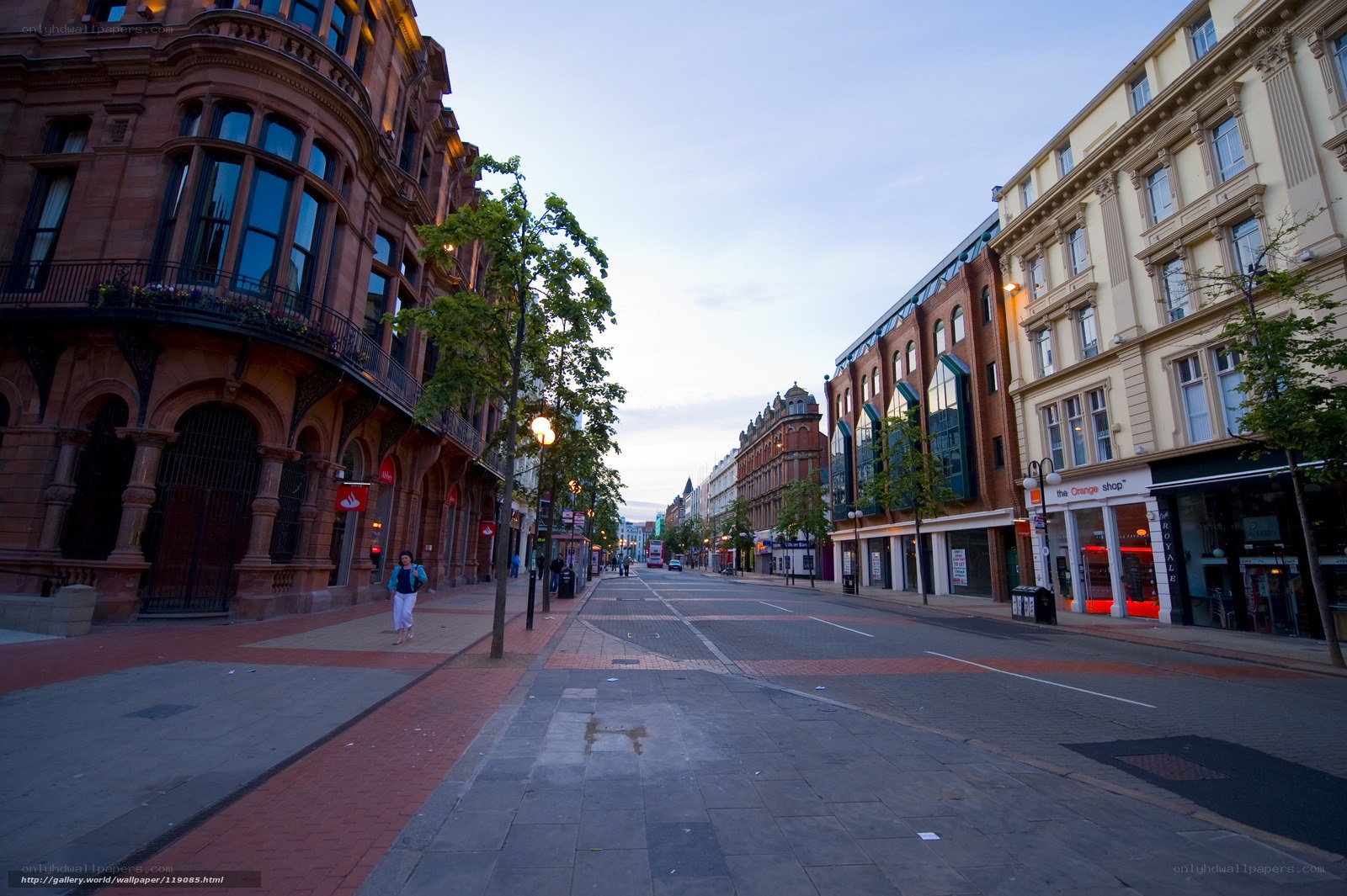 Empty city street at dusk