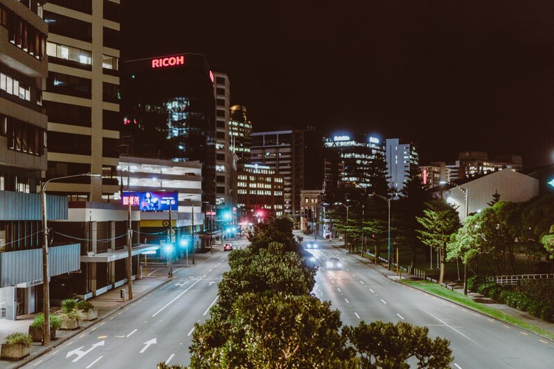 Empty City Street at Night — Black, Calm