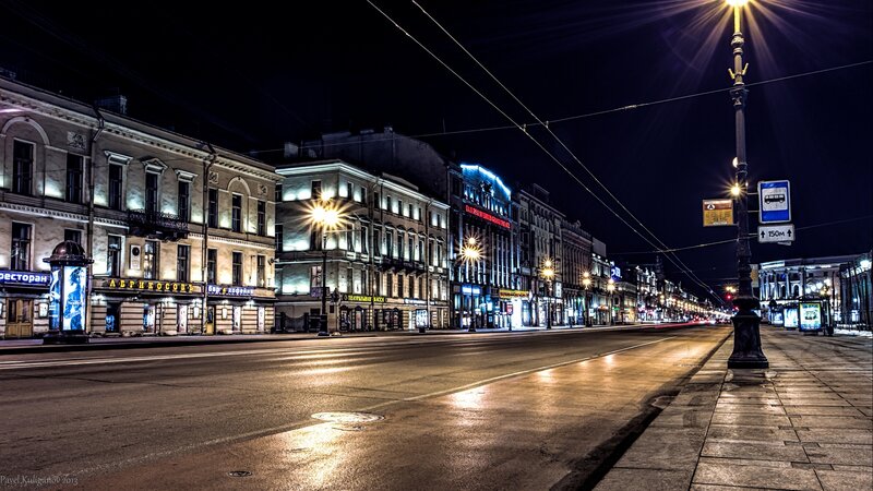 Empty City Street at Night — Black